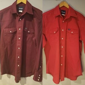 Wrangle Workwear Lot of 2 Large Shirts Snap Work L
